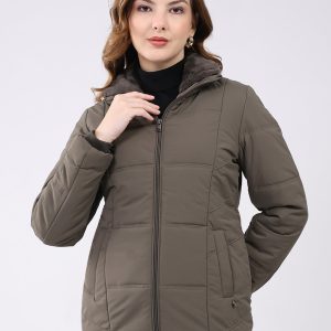 Women Grey Solid Collar Full Sleeve Jacket