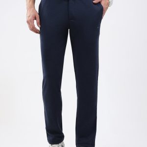 Men Blue Solid Regular Fit Lower