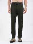 Men Olive Solid Regular Fit Lower