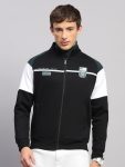 Men Black Printed Collar Full Sleeve Sweatshirt