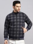 Men Black Self Design Ultra Warm Collar Sweatshirt - Anti-Pilling Fabric