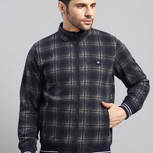 Men Black Self Design Ultra Warm Collar Sweatshirt - Anti-Pilling Fabric