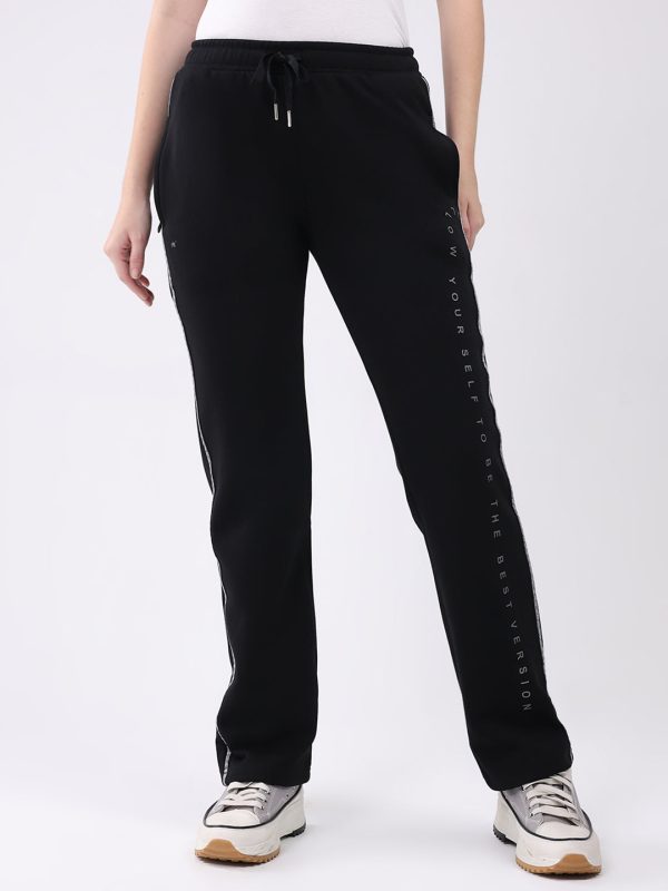 Women Black Printed Regular Fit Winter Lower