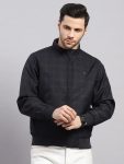 Men Navy Blue Solid Collar Full Sleeve Reversible Jacket