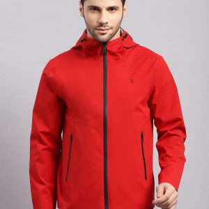 Luxuria Men Red Check Hooded Full Sleeve Reversible Jacket