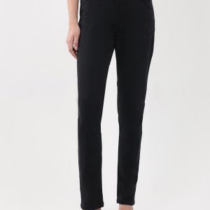 Women Black Solid Slim Fit Denim