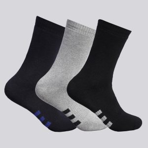 Men Cotton Blend Solid Calf Length Socks (Pack of 3)