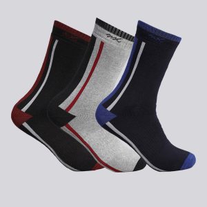 Men Cotton Blend Self Design Calf Length Socks (Pack of 3)