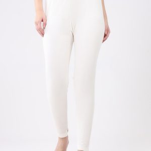 Women White Solid Thermal Lower
