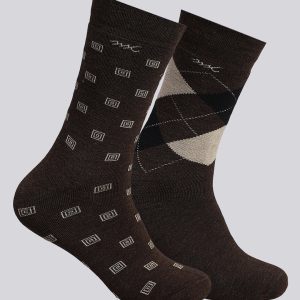 Men Wool blend Self Design Calf Length Socks (Pack of 2)