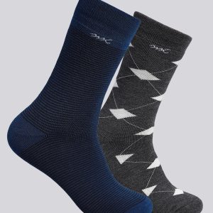 Men Wool blend Self Design Calf Length Socks (Pack of 2)
